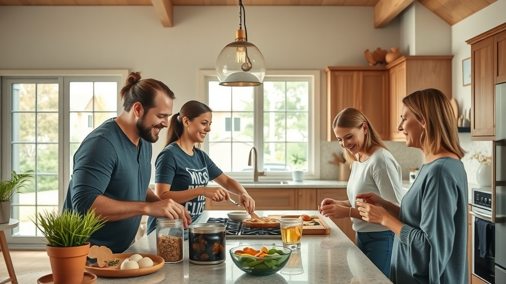 Family enjoying newly remodeled Eugene kitchen, cost guide kitchen remodel Eugene Oregon explained with modern design, natural colors, open-concept.