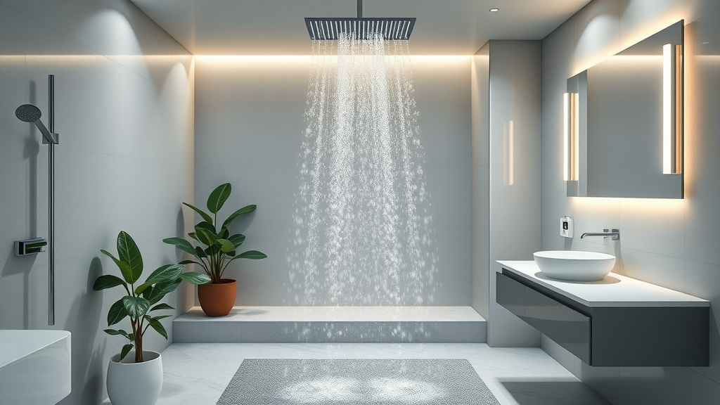 Contemporary bathroom remodel with innovative features and LED lighting by bathroom renovation companies Eugene Oregon