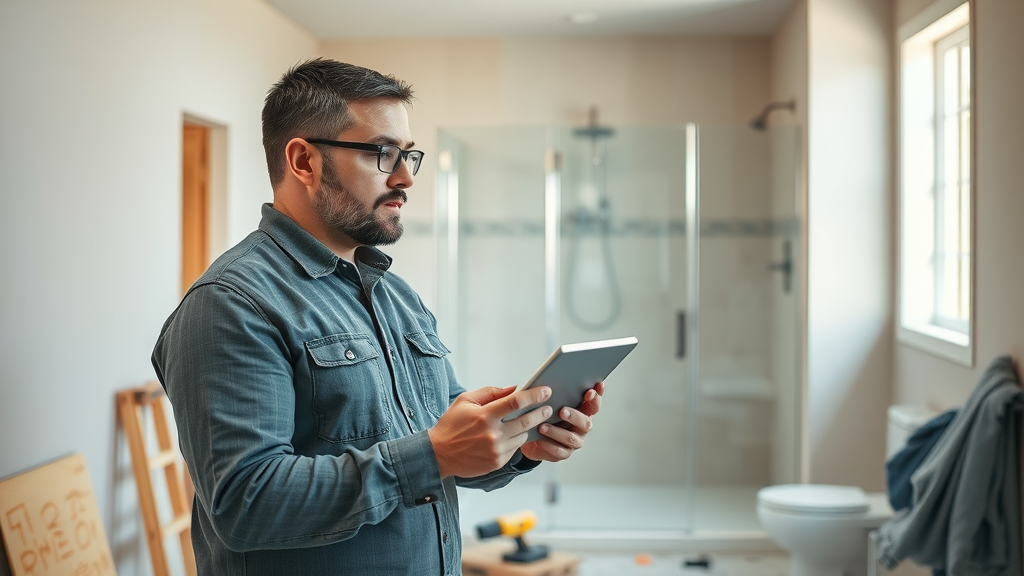 project management in bathroom renovation, project manager for bath remodeling contractors eugene oregon, digital tablet, supervising modern remodel